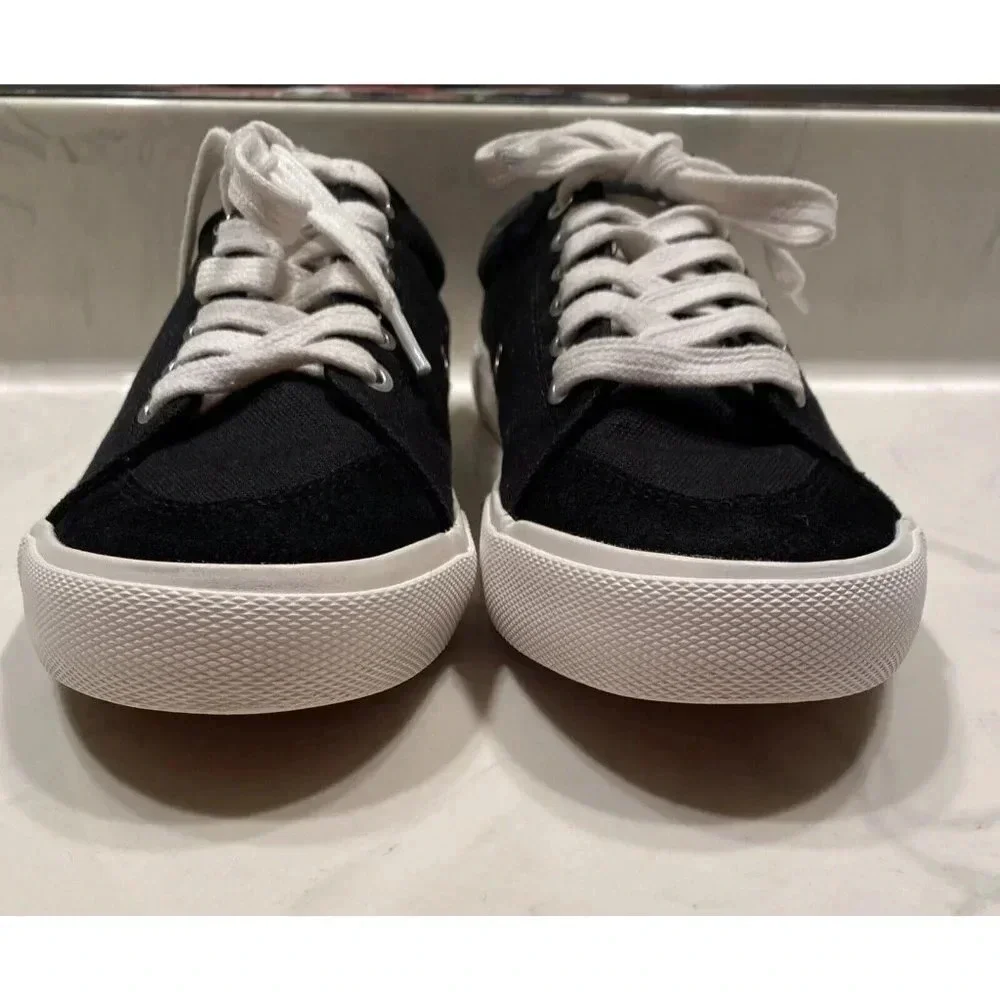 FIVE FOUR Black Canvas Lace Up Casual Boat Shoes Sneakers Men's Size 7 New